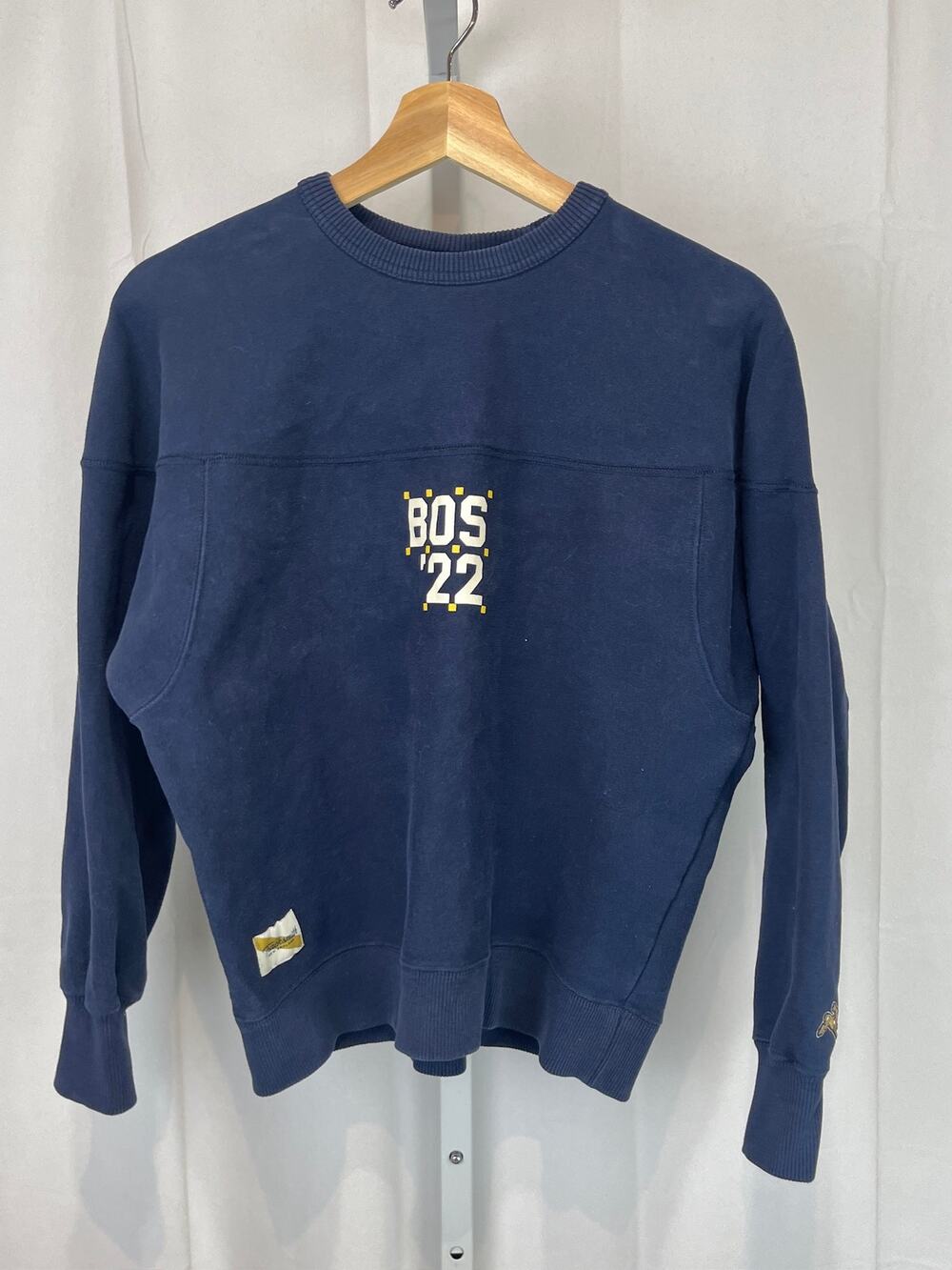 TRACKSMITH Womens Trackhouse Crew Sweatshirt Boston Marathon 2022 Navy Blue S
